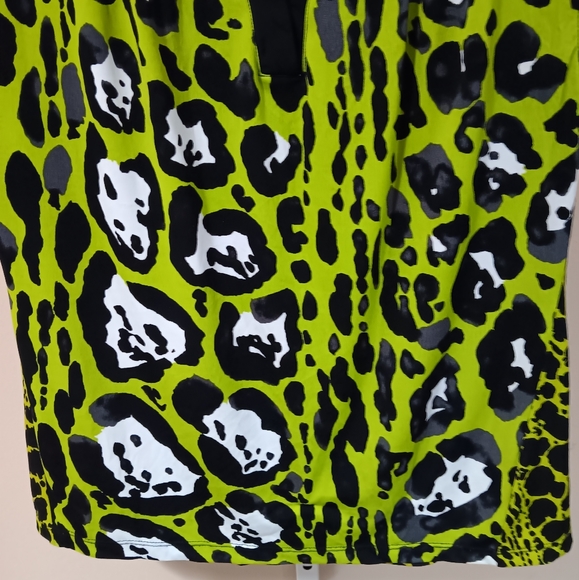Worthington Women's (Size M) Bright Green & Black Sleeveless Leopard Pri… - Picture 3 of 9